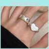 Unique Fashionable Heart Shaped Adjustable Copper Ring For Women Stylish And Elegant