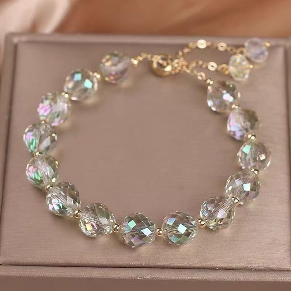 Fashion Elasticity Rope Bracelet Shiny Hand Chain Jewelry Crystal Stone Beads Bracelet  Daily