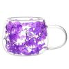 Getrocknete Blume doppelwandige Glas-Kaffeetasse, Einfache dicke Tasse mit Anti-Verbrühungs-Rand, Milchtasse, Umweltfreundlich, Hitzebeständig