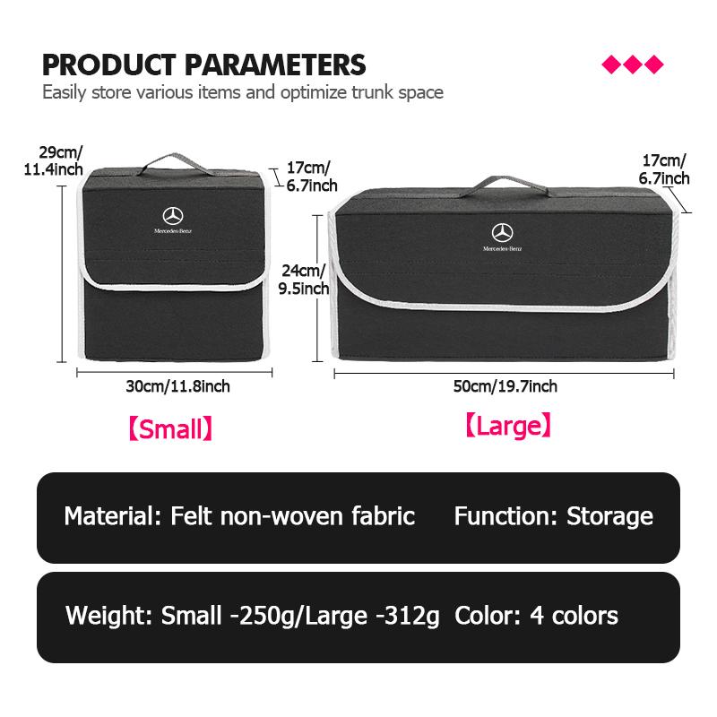 Felt Car Trunk Storage Bag Extra Large Foldable Organizer Box For Mercedes Benz W202 W212 W126 W140 W168 W177 CLS GLE GLC GLS