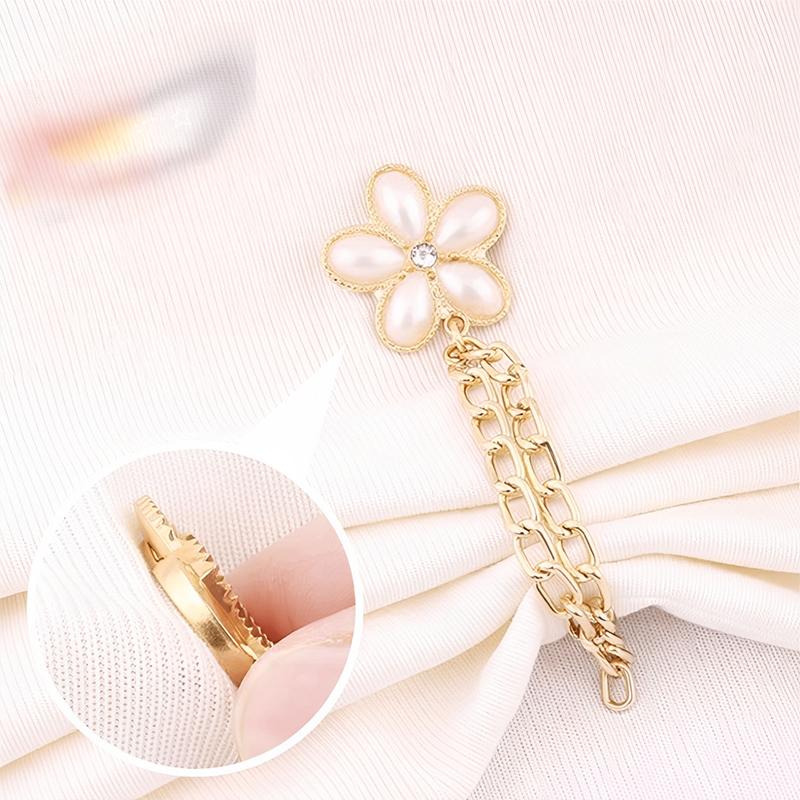 2Pcs Multi-Function Magnetic Clothing Clip With Chain Metal Buttons Clip Clothes Scarf Trouser Legs Cuff Fixing Magnet Pin