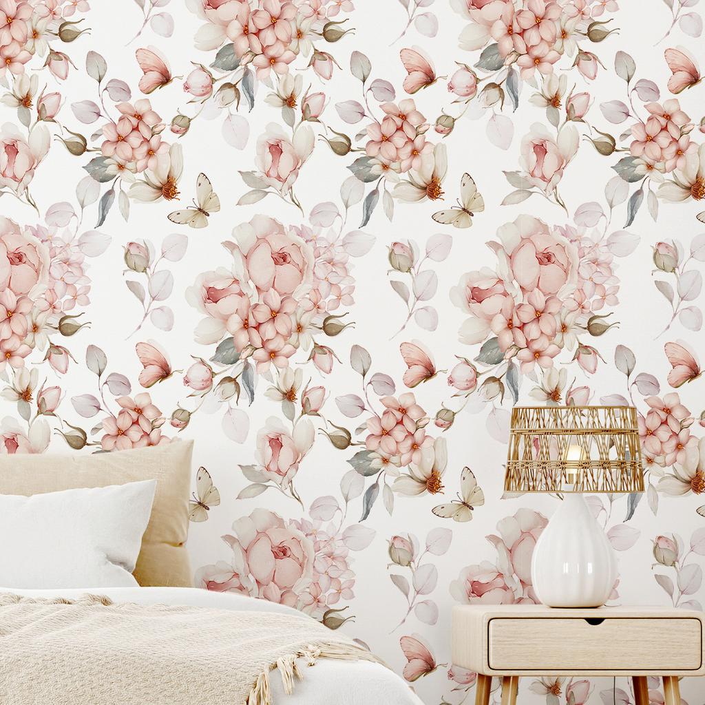 Thickened Wallpaper Self-Adhesive High-End Wall Decoration Flower Green Plant Wall Sticker Room Decoration