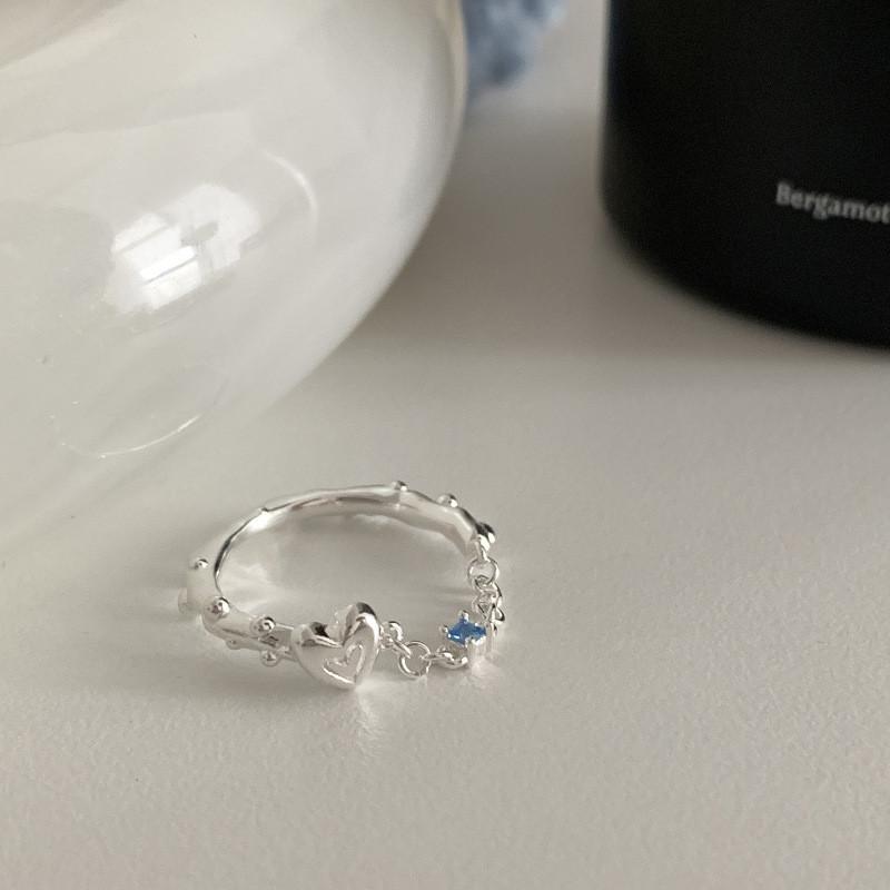 Fashionforward Rhinestone Blue Heart Ring For Women Adjustable Size For Wear Everyday