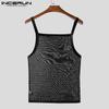 INCERUN Men Strap See Through Tank Tops Sleeveless Party Mesh Glitter T-shirts