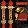 Hand-Woven Brass Five Emperors Coin Pendant with Small Gourd and Chinese Knot for Home Decoration