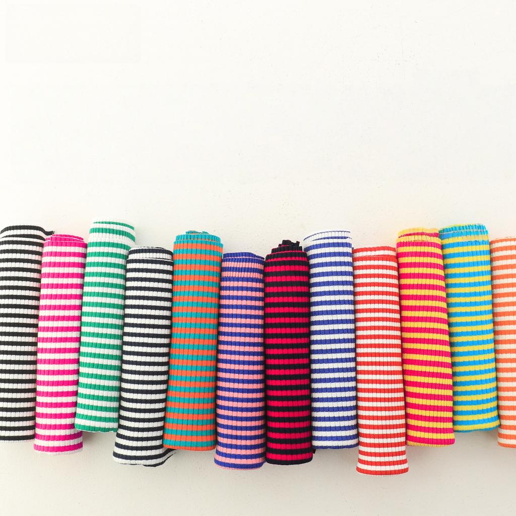 Rib Combed Rainbow Cuff Fabric By Half Yards Striped Stretch For Sewing Base Shirt Knitting Neckline 50x125CM/PCS