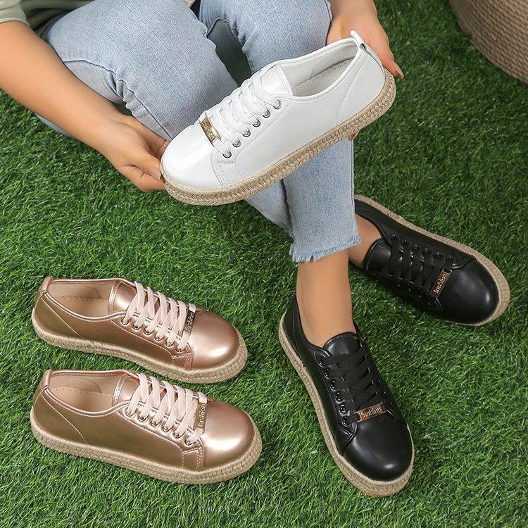 2025 solid color lace-up large size single shoes 2025 autumn new hemp rope light bottom supply women's fashion single shoes
