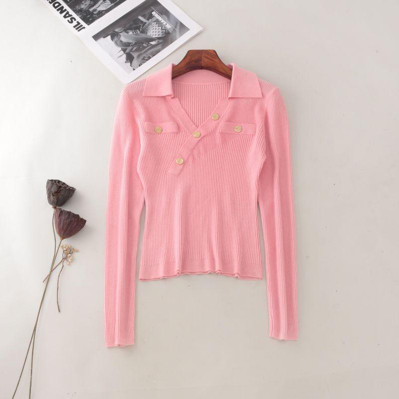 Export Six Wool V-neck Long-Sleeve Knitwear Women's Fall and Winter New Arrival Silm Thermal Bottoming Shirt Tops