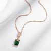 Luxury Square Green Natural Zircon Pendant Necklace For Women  Rose Gold Color Pendant Daily Easy Matching Fine Jewelry