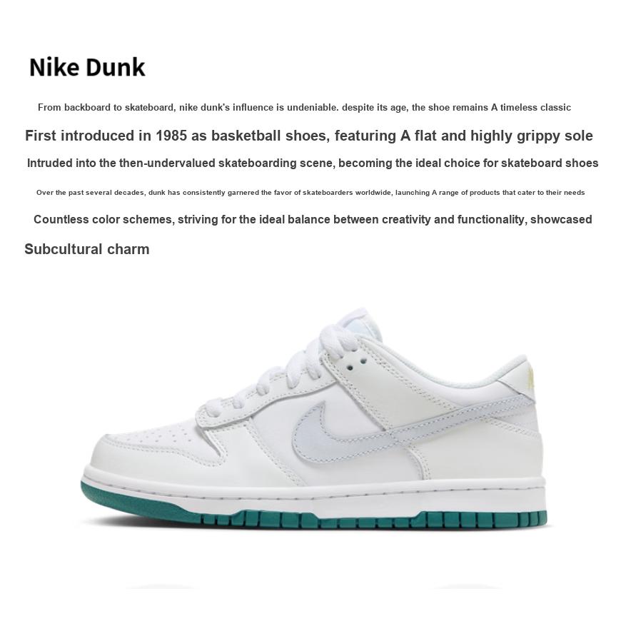 New Nike Dunk Low White Grey Teal GS FD9911-101