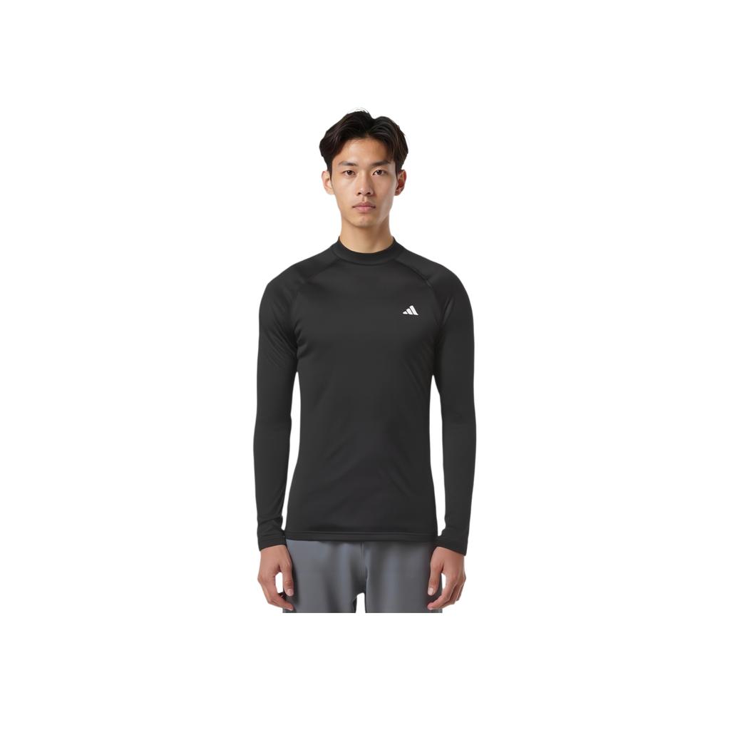 adidas Frío.Listo Jersey de Cuello Alto Sencillo Cómodo Manga Larga Camiseta Tops para Hombre Negro IW1388