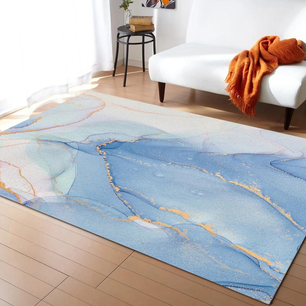 Turquoise Marble Lattice Textured Carpets for Living Room Household Bedside Rug Sofa and Coffee Table Blanket Office Floor Mats