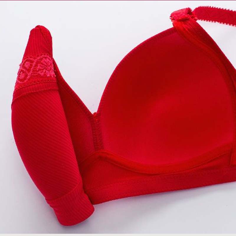 Massage Breathable Bra Gather Anti-sagging No Steel Ring Beautiful Back Thin Wireless Women's Underwear Sweet Sexy Lace Embroidery Simple Casual