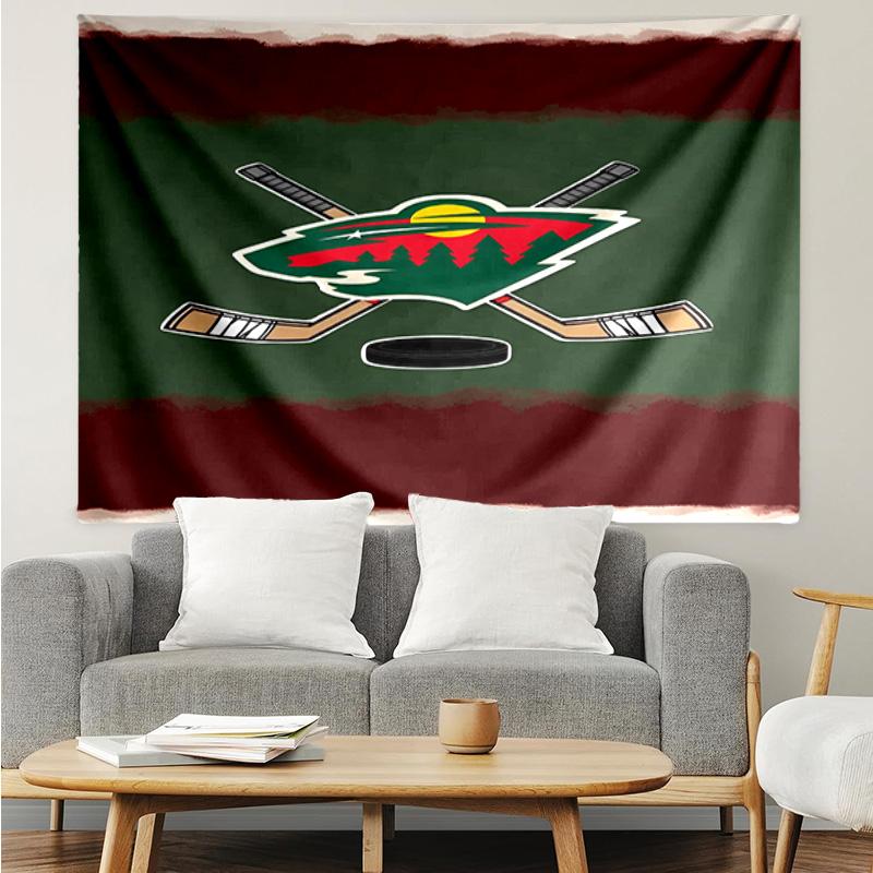 1PC Minnesota Hockey Team Tapestry Accessories Playroom Tapestry, for Bedroom,Livingroom, dormitory Room Wall Decor Fan Birthday Gifts