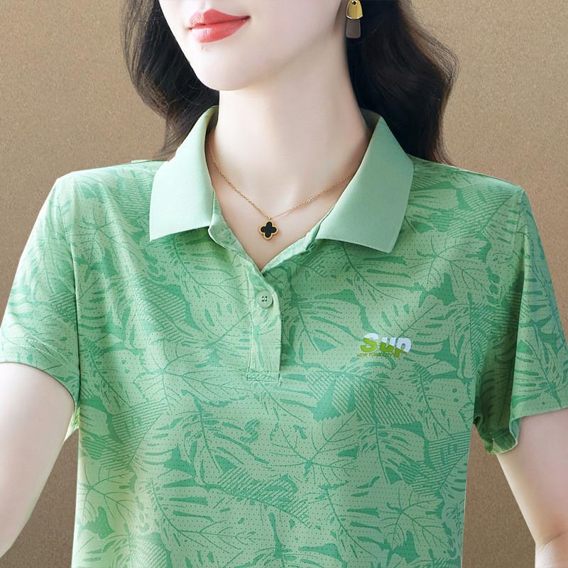 Casual Polo T Shirt With Letter Print For Women Summer Comfort Fit