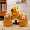 Capybara Plush With Headphones Head Cover Doll Key Chains Schoolbag Pendant Soft Stuffed Cartoon Animal Toy Gift