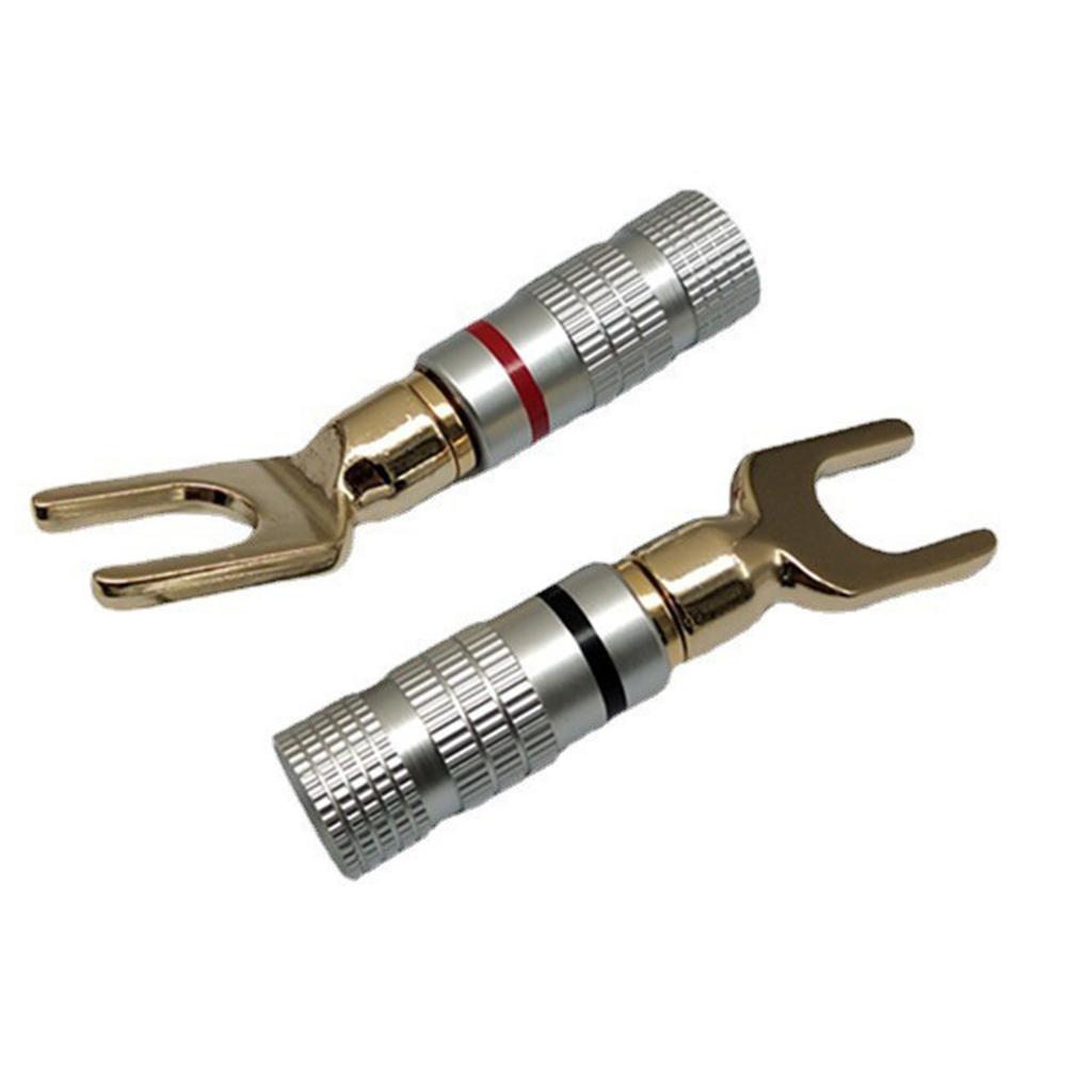 Gold Plated U Shaped Banana Plug Y Fork Speaker Connector Ensures Optimal Signal Transmission & Reduces Sound Loss