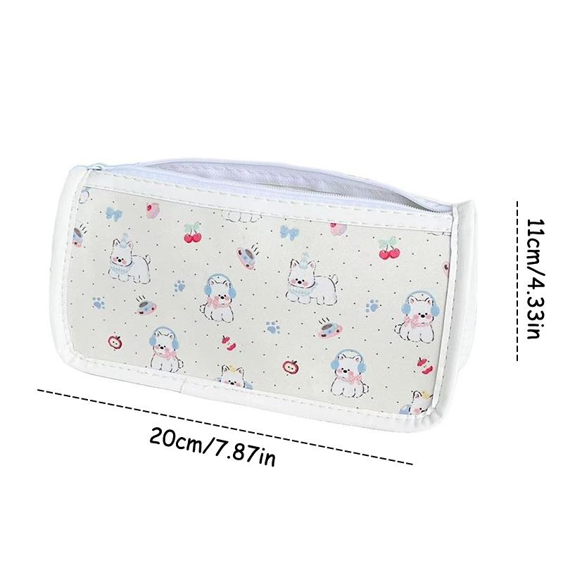 1/2 Pcs Cute West Highland Dog Transparent Pencil Case Large Capacity Portable Girl'S Makeup Bag Student Stationery Pen Bag Gift