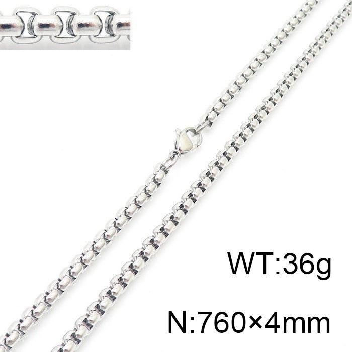 Square Pearl Stainless Steel Titanium Necklace for Men and Women