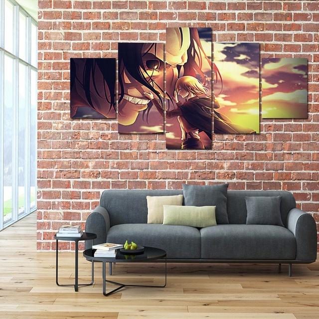 Prints Anime Characters Picture 5 Pieces ATTACK ON TITAN Painting Poster Canvas Modular Wall Art Living Room Home Decor No Frame