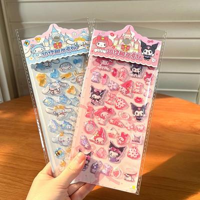 Sanrio Hellokitty Kuromi Melody Stickers DIY Crystal Decorative Stickers Decorative Sticker Anime 3D Jelly Sticker Toys for Kids