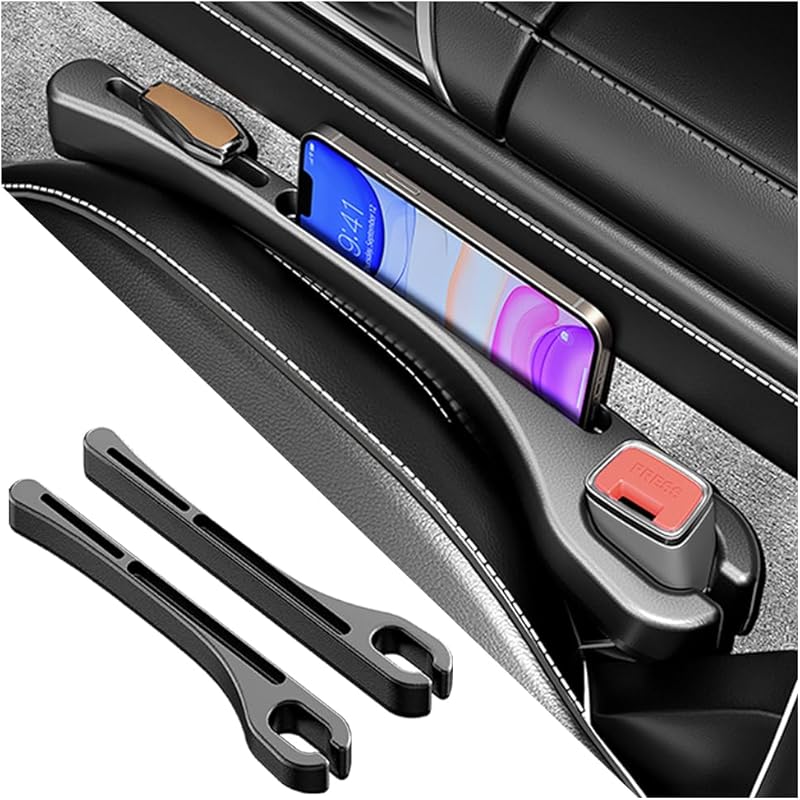 2PCS Car Seat Gap Filler With Phone Holder,[New Upgrade] Multi-Function Car Side Seat Gap Filler For Prevent Items Falling,Universal Car Seat