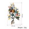 Fashion Creative Tree Shaped Natural Colored Stone Brooch Simple Elegant Alloy Breastpin