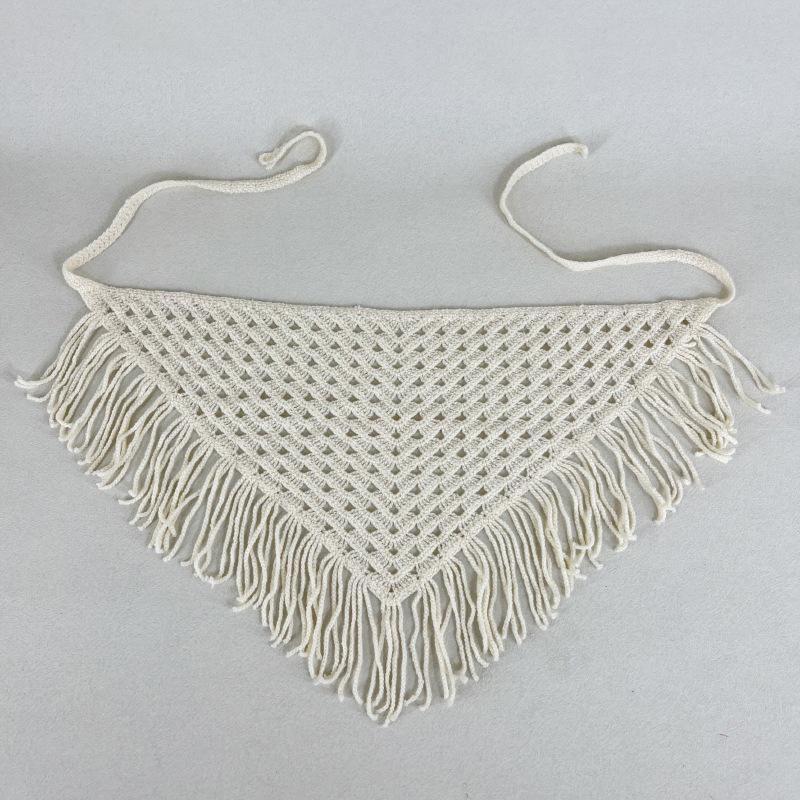 Hollowing Out Triangle Headscarf Ethnic Style Turban Hair Scraf Multifunctional Bohemian Tassel Hip Apron Waist Band