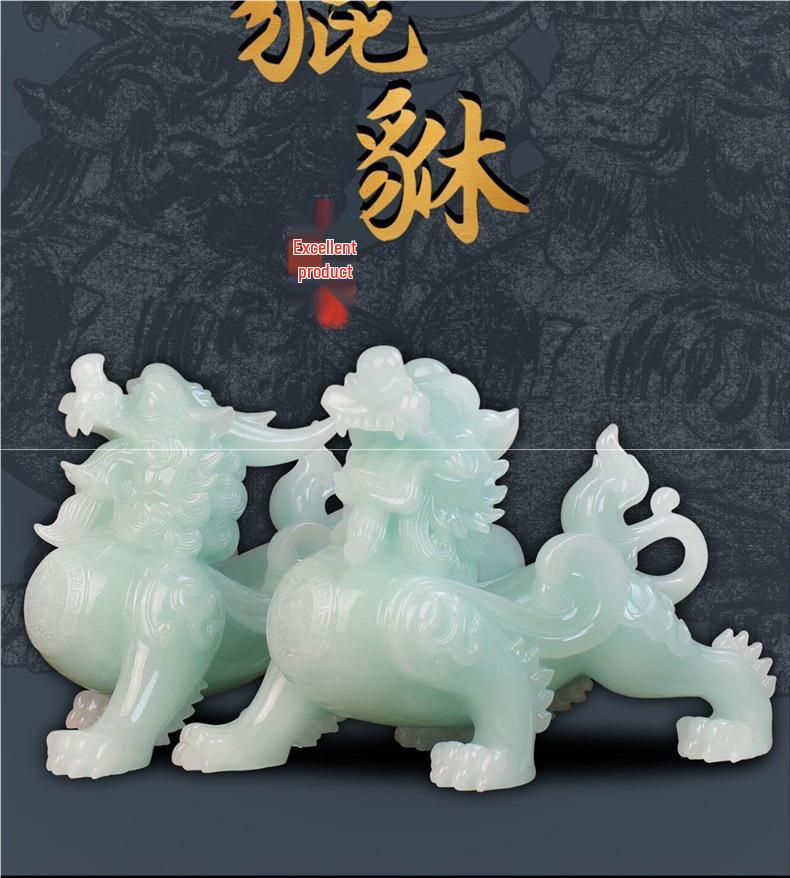 Large Pixiu Jade Ornament Pair for Home, Office, or Store Decor