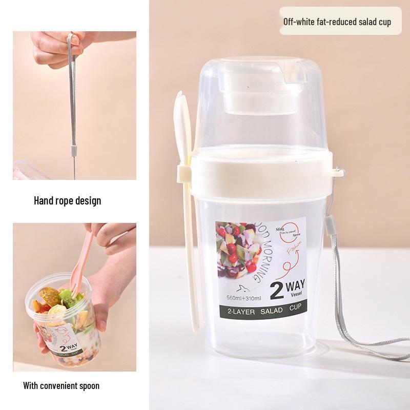 Double-Layer Portable Veggie & Fruit Salad Cup for Slimming and Healthy Breakfasts