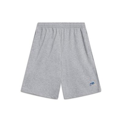 Li Ning Sports Lifestyle Series Solid Color Embroidered Logo Knitted Casual Shorts Men Shorts Gray AKSU699-2