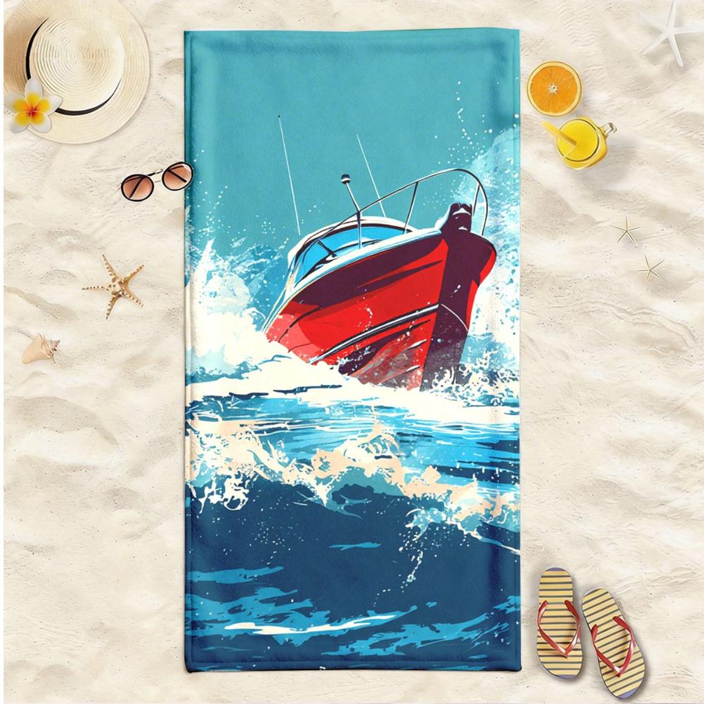 Summer Holiday Nautical Style Microfiber Beach Towel Sandproof Waterproof 2D Flat Printed Swim Bath Towel Outdoor Sport