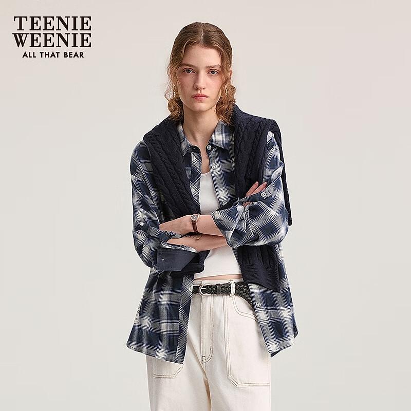 Teenie Weenie Casual Plaid Embroidered Long Sleeve Shirt M