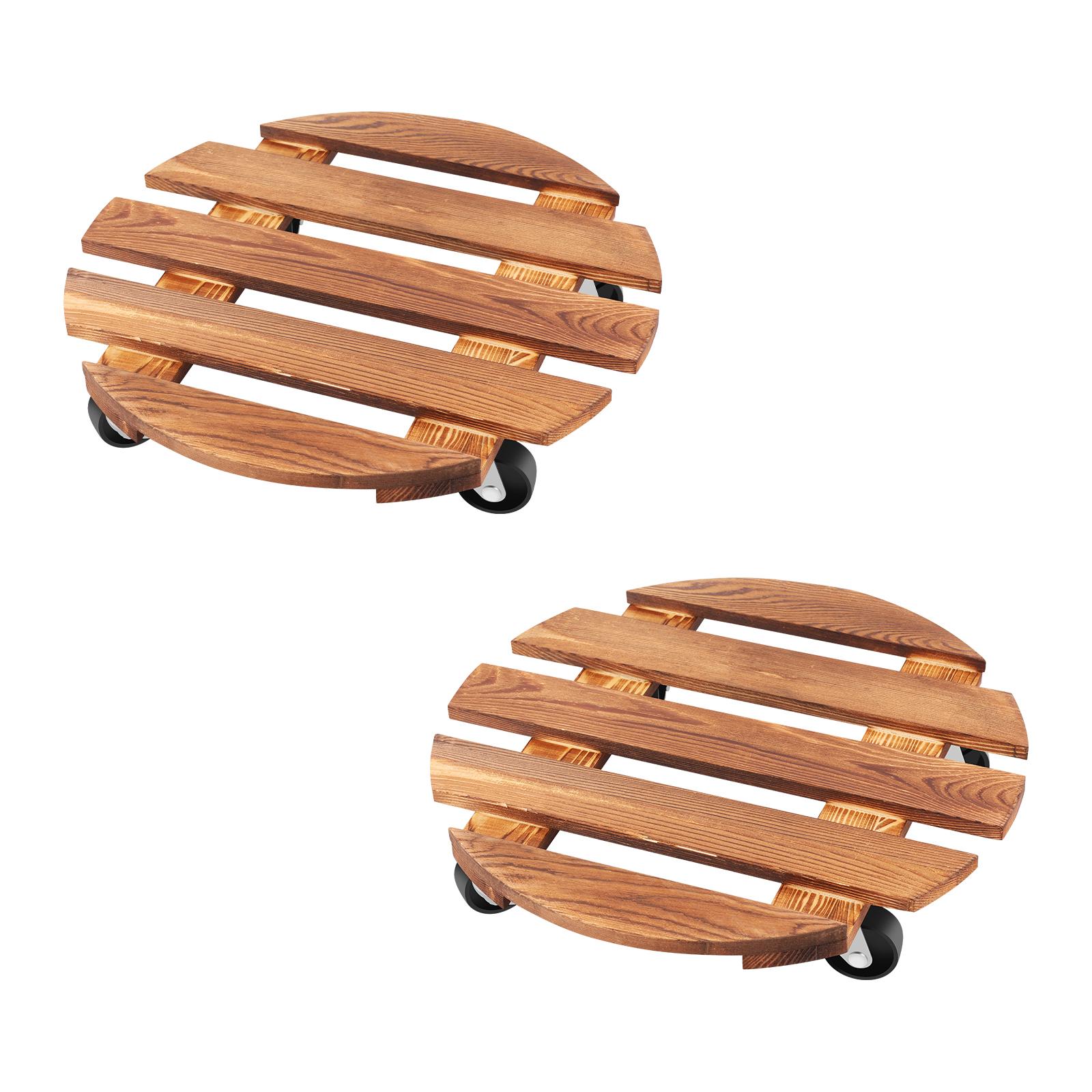 

2Pcs Heavy Duty Flower Pot Mobile Tray Universal Wheel Mobile Base Round/Square Wooden Planter Tray Tree Flower Plants Stand