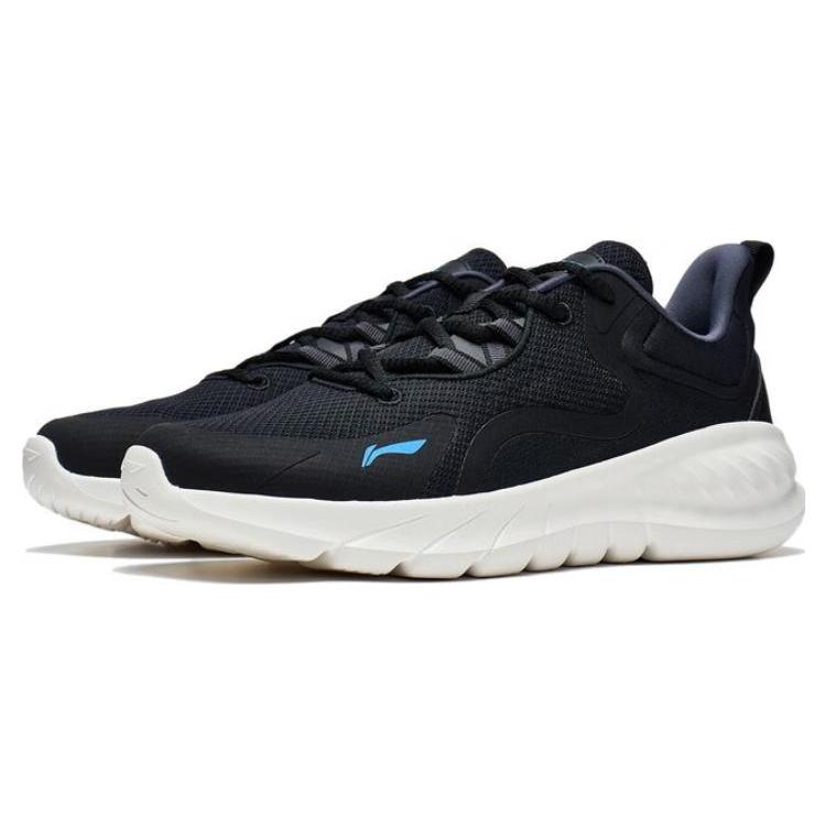 New LiNing EasyFit Fle Wear Resistant Breathable Cushioning Low Top Running Shoes Men's Black Blue ARST073-3