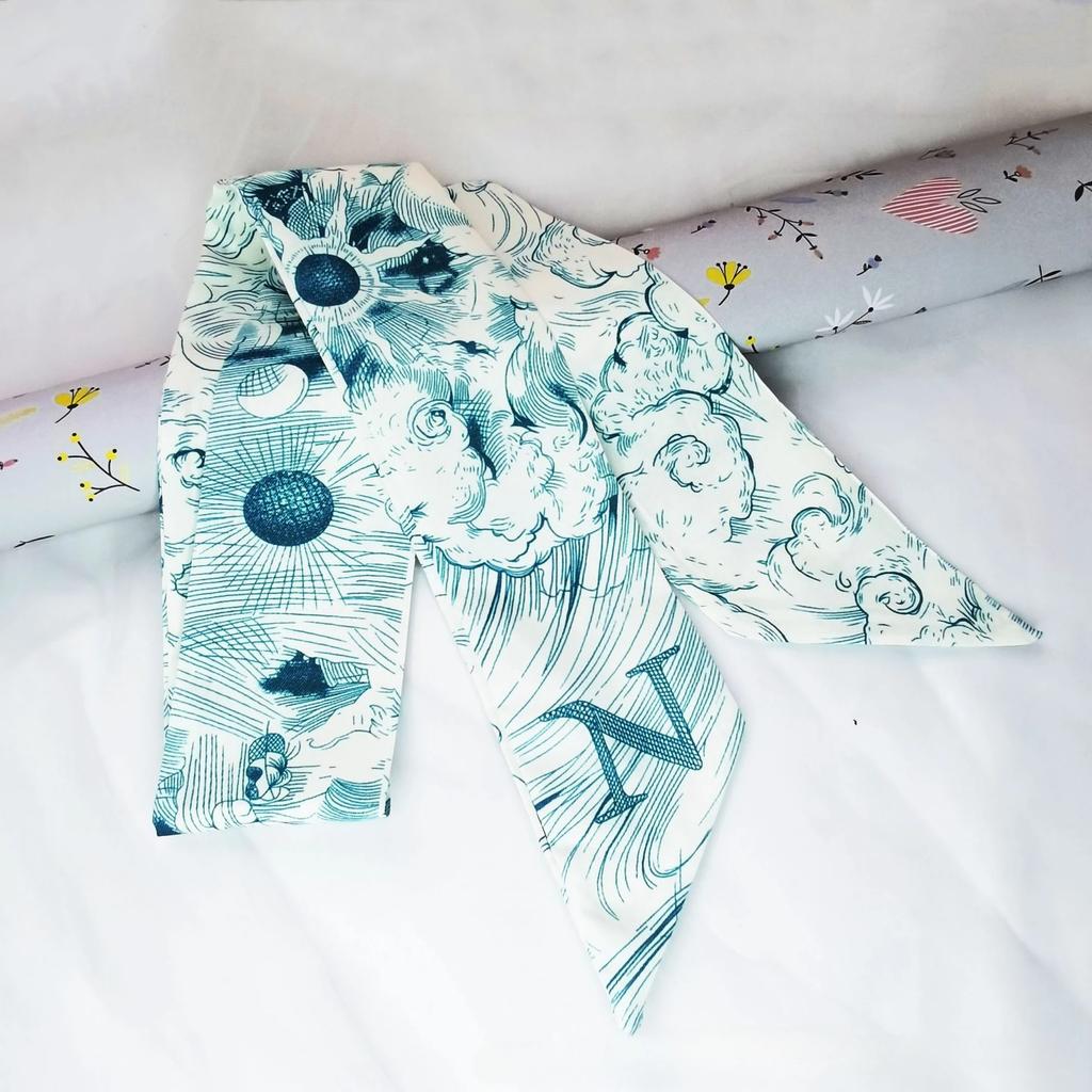Fashion Skinny Scarf Women Luxury Letter Printing Tie Bag Handle Ribbon Hair Band Women's Headscarf New Lady Design Silk Scarves