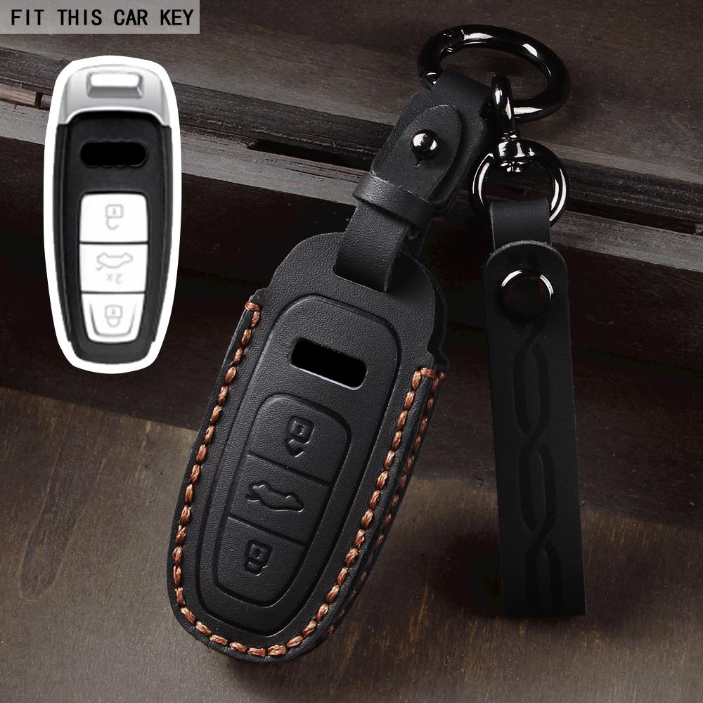 Leather Car Key Case Cover for A3 A4 B9 A6 C8 A7 S7 4K A8 D5 S8 Q7 Q8 SQ8 E-tron 2018 2019 2020 2021 2022 2023