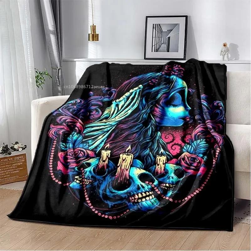 Sorrow Love Story Die Braut des Geistes Decke Hochzeit in der Nacht Decken für Bett Sofa Goth Braut Halloween Decke