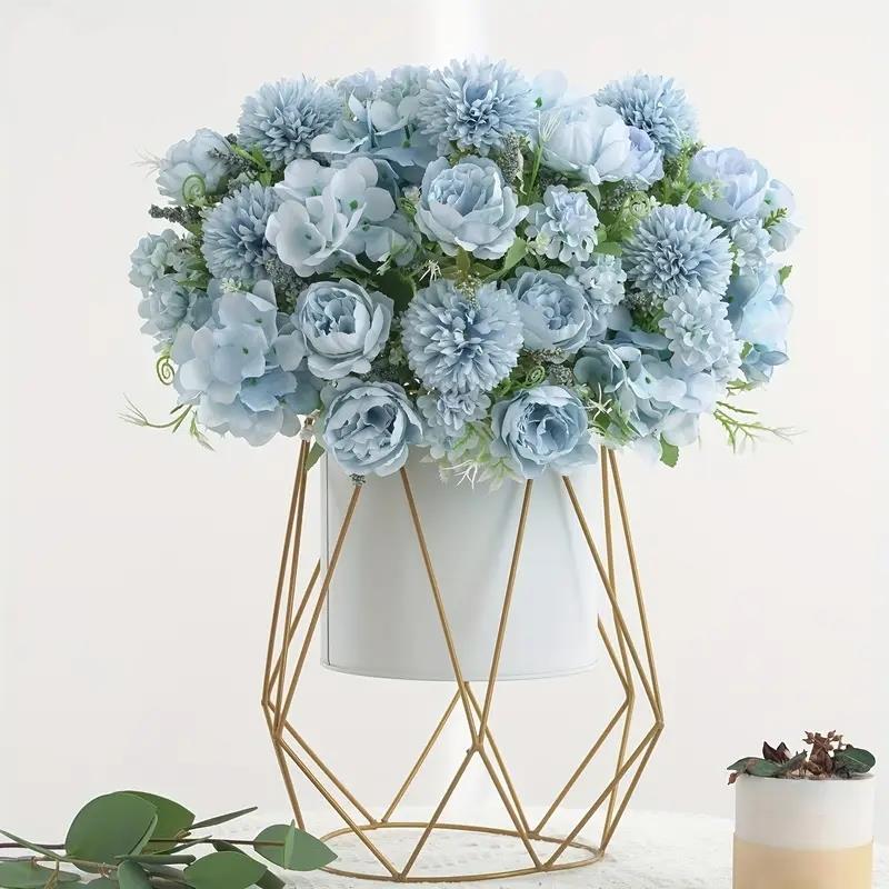 Chrysanthemum Roses Artificial Flower Bouquet for Vase Composition 32 Cm - Blue
