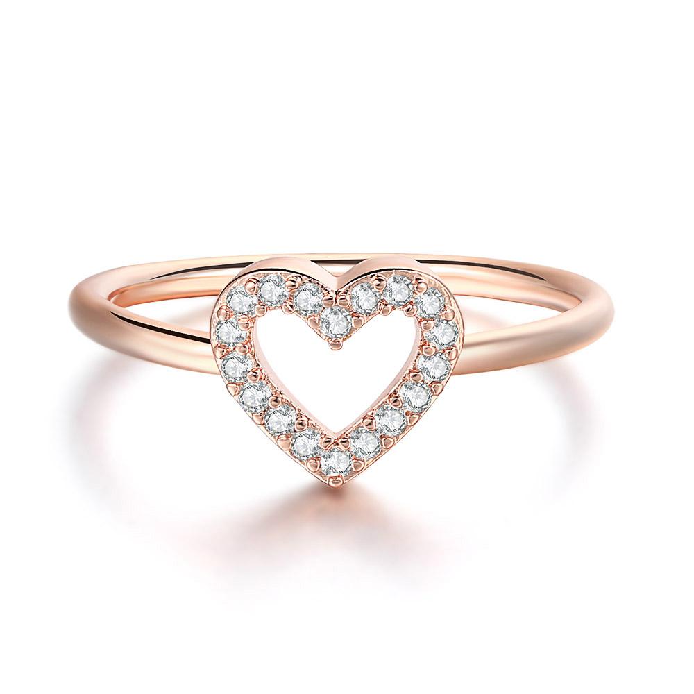 

Double Heart Lover s Ring For Women Valentine s Day Present Rose White Gold Color Delicete Fashion Zircon Gift R215 R252 5