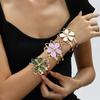 Colorful Drip Oil Flower Bracelet & Ring Set with Double Layer Petal Design for Women