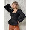 Fashion Women Shirt New Ladies Square-Neck Puff-Sleeve Women Blouse, Spring Girls Clothing
