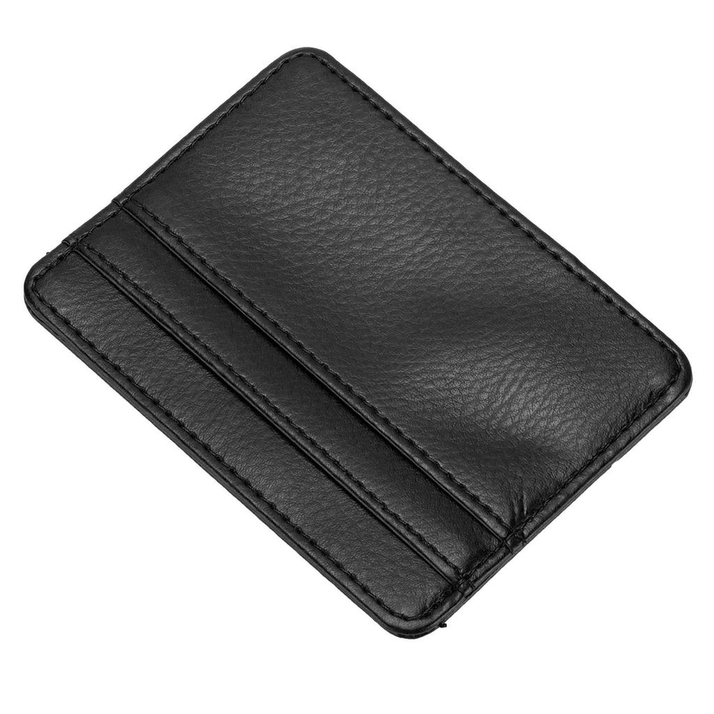 Card Wallet Durable Practical PU Protective Sleeve Credit Card Holder for Man WomanBlack