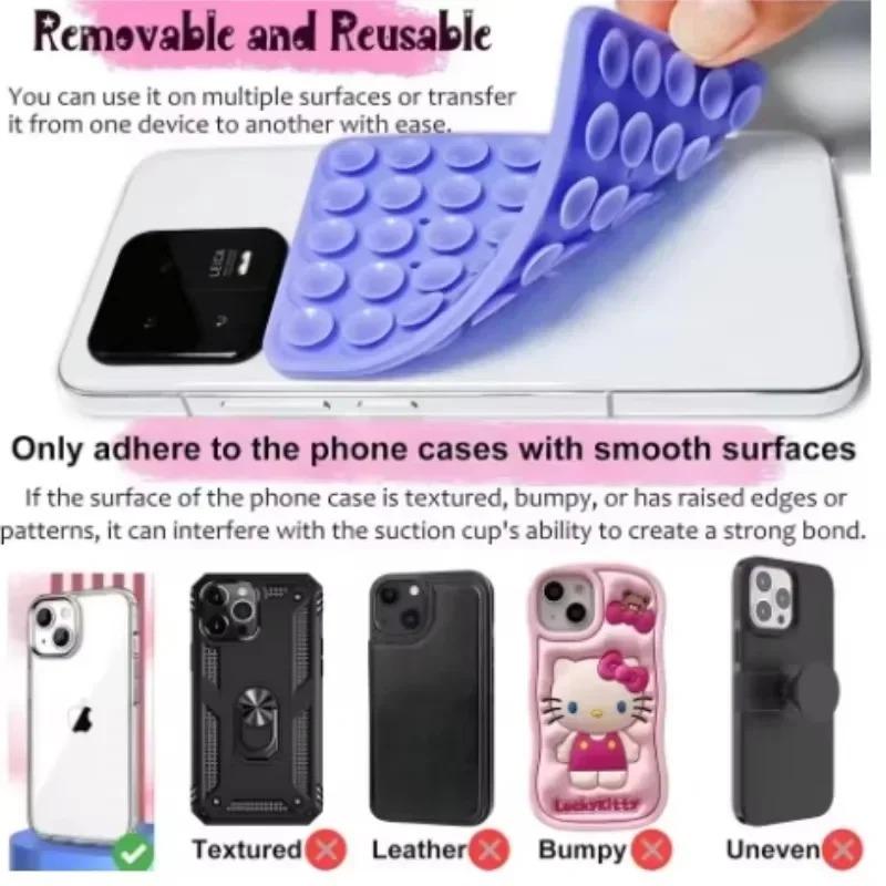 1-4PCS New Double Sided Multifunctional Mobile Phone Silicone Suction Cup 24 Square Mobile Phone Single-Sided Case Anti-Slip Holder Mount Suction