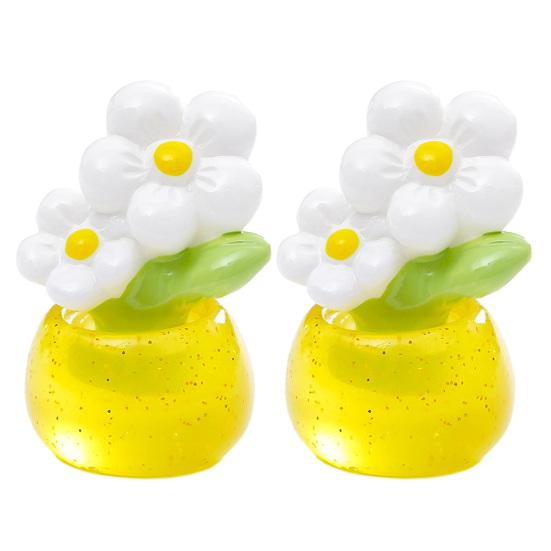 

2Pcs Car Dashboard Decor Mini and Tulip Miniature Resin Cute Sunflower Flower Pot Figurines Tiny Flower D