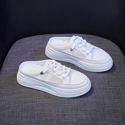 Semi-supported White Shoes Women's Tide 2021 Summer New Students Without Heel Mesh Running Shoes Casual