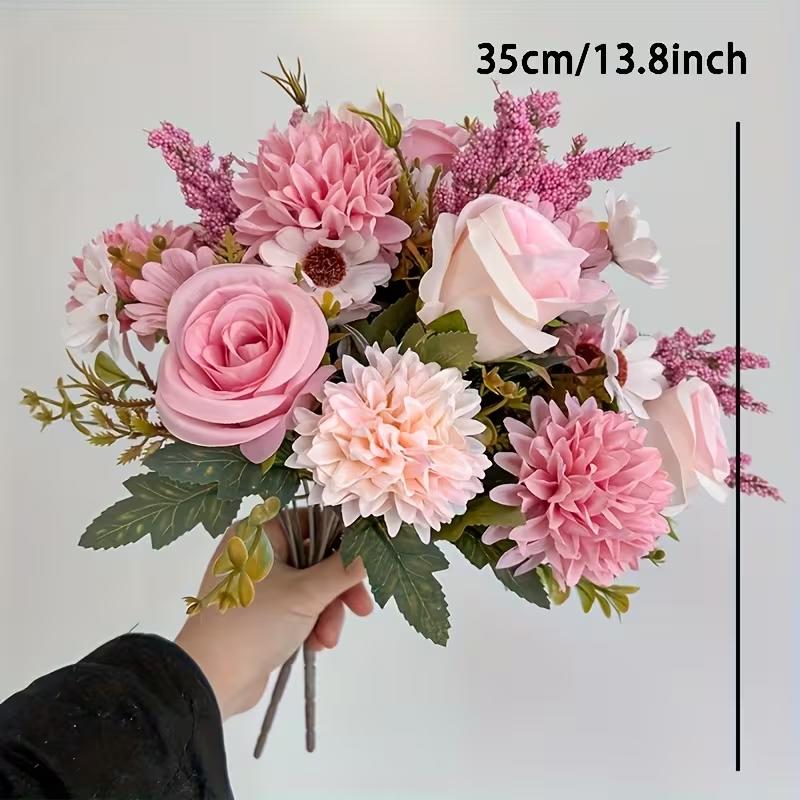 1PC Rose Bouquet Artificial Flowers Western Rose Wedding Decoration 6 Colors Peonies Fake Flowers Artificial Flowers