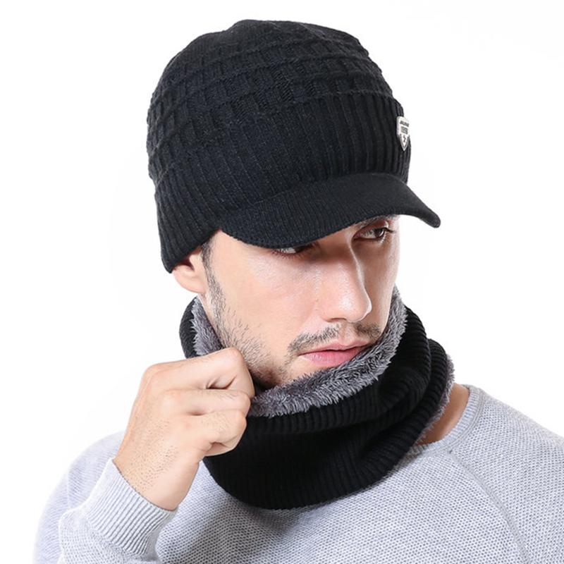 New High Quality Men Winter Hat With Brim 1998 Label Warm Suit For Men Outdoor Wool Keep Warm Fashion Knitted Hat