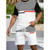 Men's Sports Short Sleeve Top Shorts Set Plus Size Breathable Basketball Sports Clothing Stripe Print T-shirt Shorts 2-piece Set
