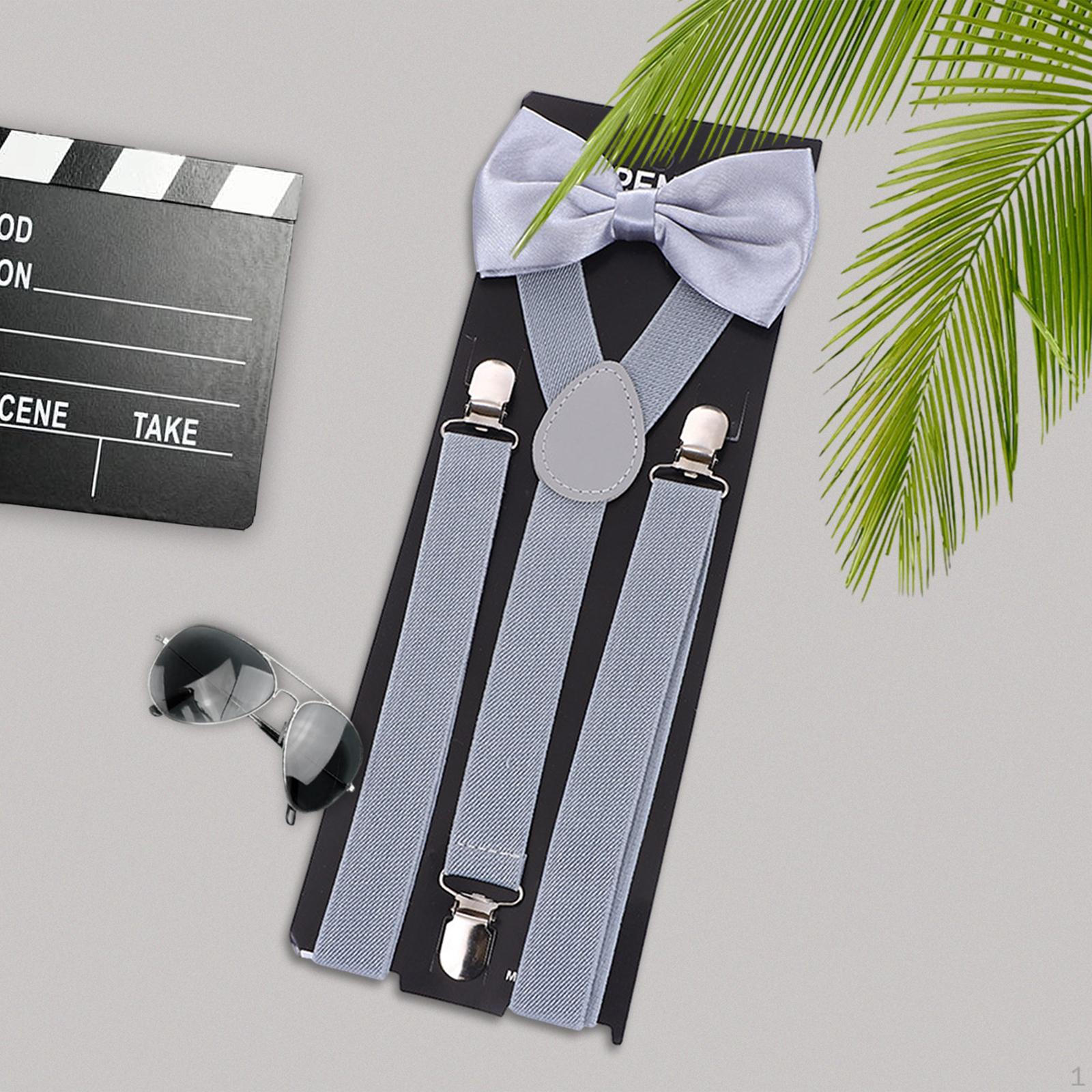 

Мужские подтяжки с галстуком-бабочкой, комплект брюк, подтяжки, удобные Y-образные подтяжки, погоны для официальных мероприятий серый